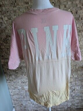 Victorias Secret Pink Sunset Ombre Graphic Short Sleeve Tee Shirt Beach Sz XS